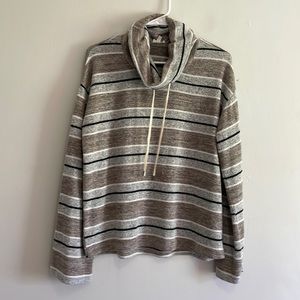BKE striped turtleneck cowl sweater soft brown size small